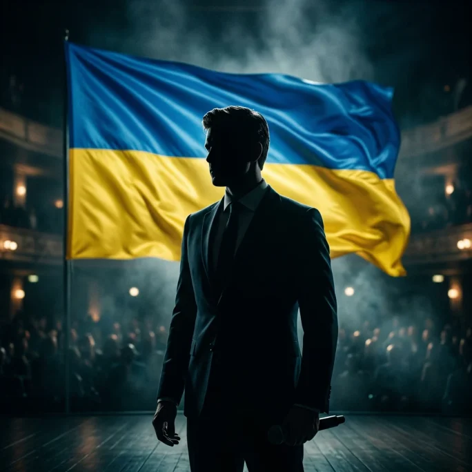 Силует таємного гостя на тлі прапора України